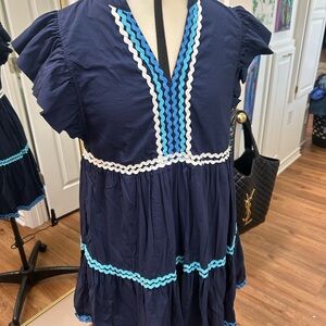 Entro Navy Dress with White Accents